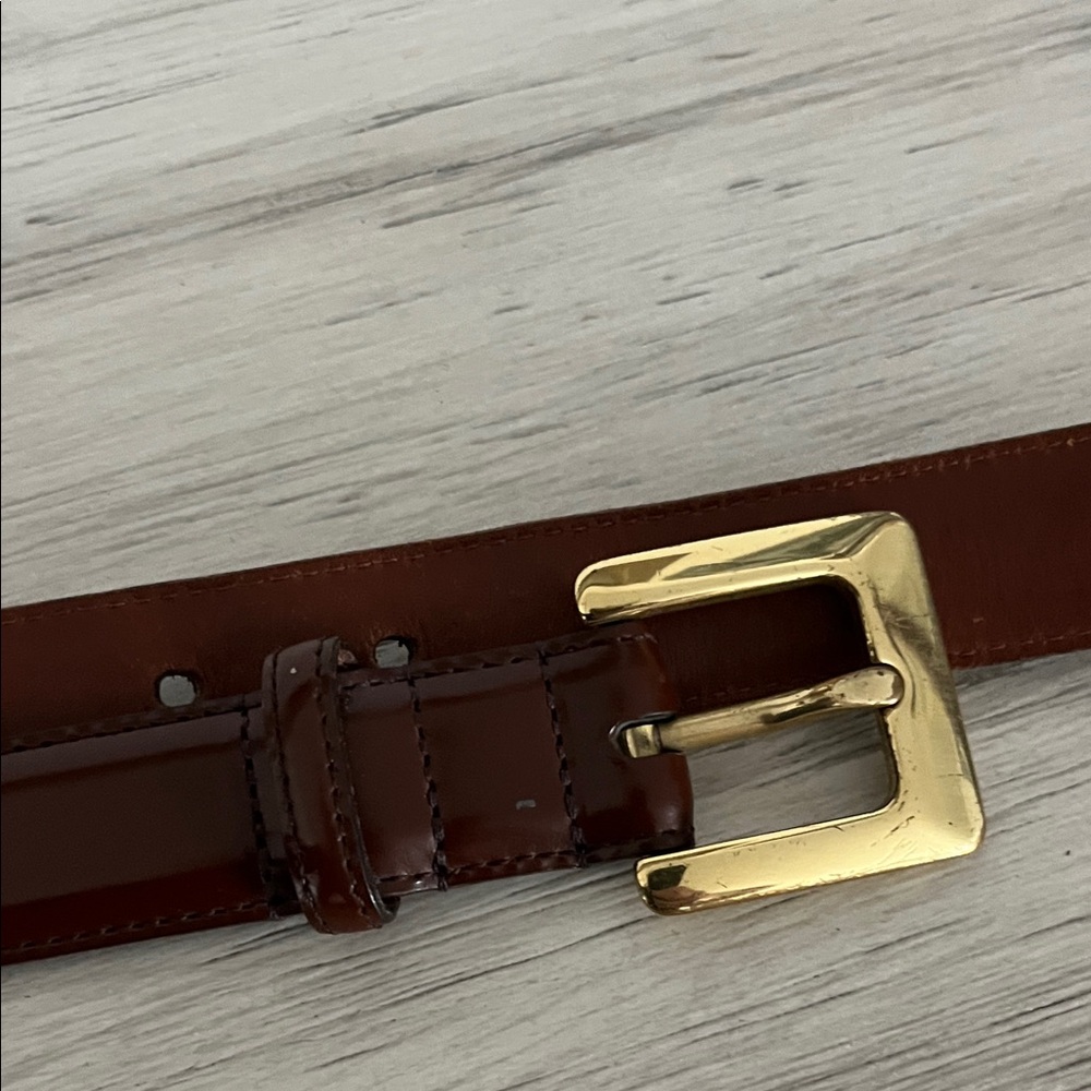 Coach Brown Leather Belt with Gold Buckle - Picture 5 of 11